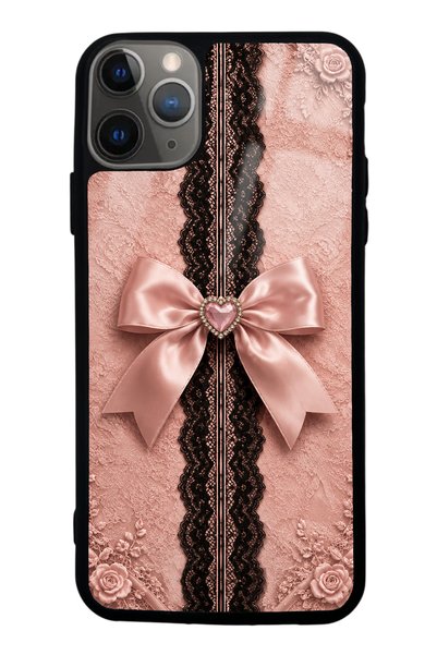 Spoyi iPhone 11 Pro Max Glossy Phone Case with Pink Lace Bow Design