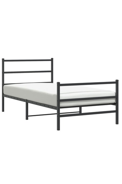 vidaxl Cadru pat metalic cu tăblii de cap/picioare negru, 100x200 cm