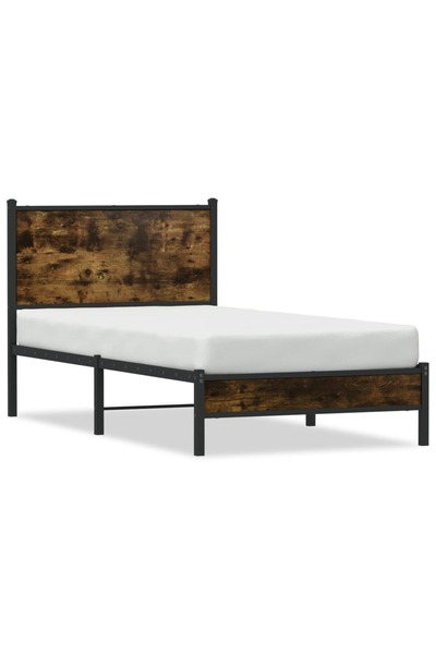 vidaxl Cadru pat metalic fără saltea, stejar fumuriu, 75x190 cm