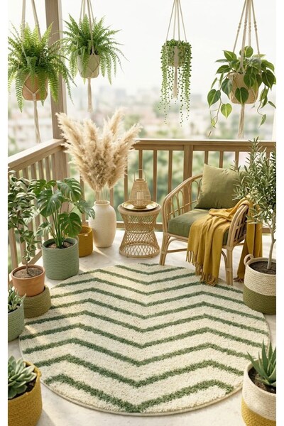 EUROBANO Marta Nordic Circle Machine Washable Living Room Bedroom Floor Mat C...