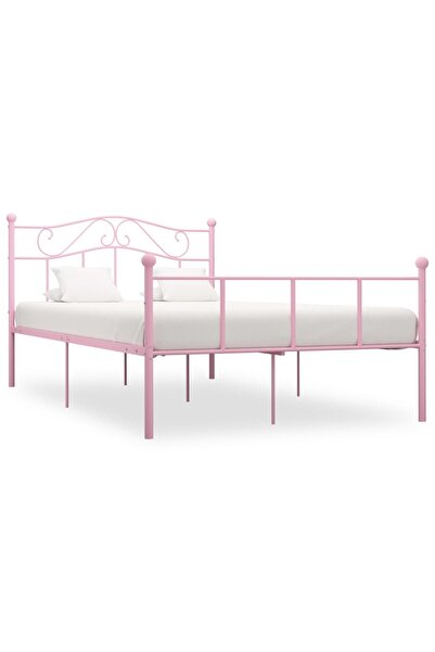 vidaxl Cadru de pat, roz, 160 x 200 cm, metal
