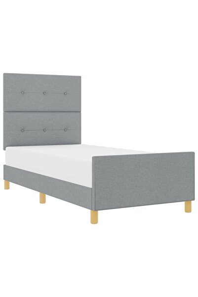 vidaxl Cadru de pat cu headboard Gri deschis 90 x 190 cm țesătură