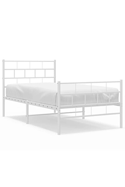 vidaxl Cadru de pat metalic cu tăblie de cap/picioare, alb, 100x200 cm