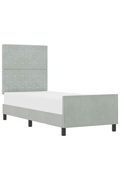 vidaxl Pat cu arcuri cu headboard Gri deschis 80 x 200 cm Catifea