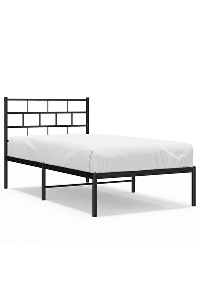 vidaxl Cadru de pat din metal cu tăblie, negru, 100x200 cm