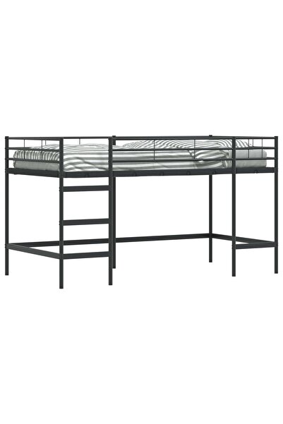 vidaxl Cadru de pat supraetajat pentru copii Negru 107 x 200 cm Oțel