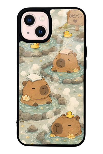 Spoyi iPhone 13 Capybara Onsen Tasarımlı Glossy Telefon Kılıfı