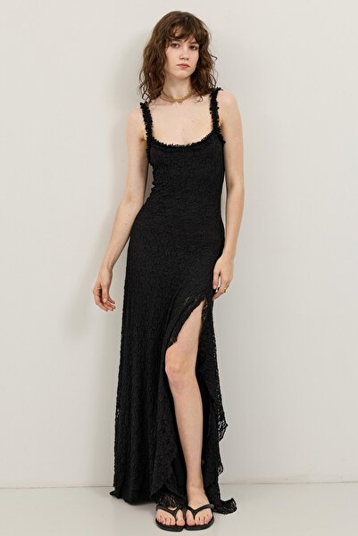 Antioch Black Lace Midi Dress