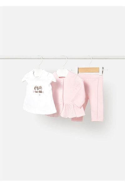 MAYORAL Baby Girl 3-Piece Top and Bottom Set Pink 1732