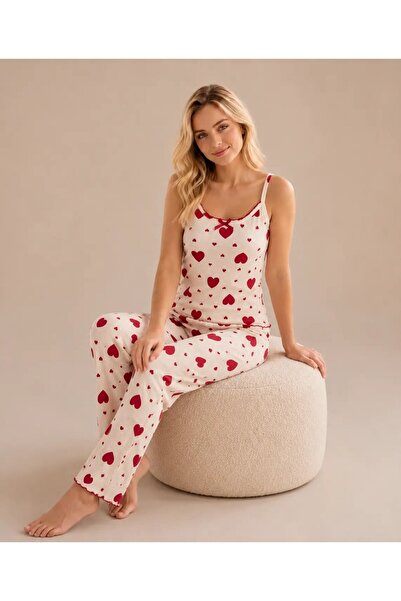 My Hanne Patterned Strappy Women's Pajama Set 2160