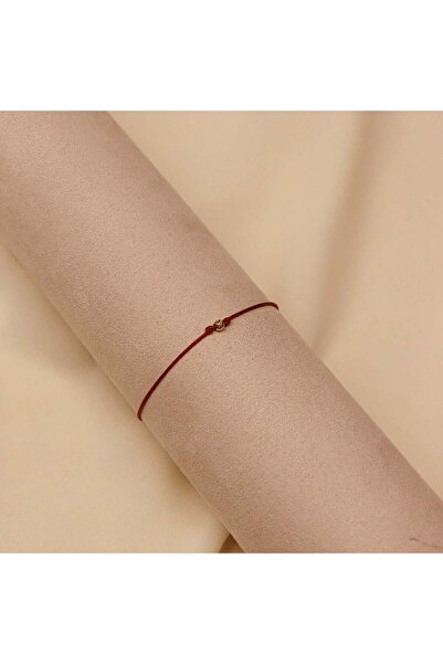 TAHAN MÜCEVHERAT 14 Ayar Altın 2 Mm Dorika Bordo İpli Bileklik