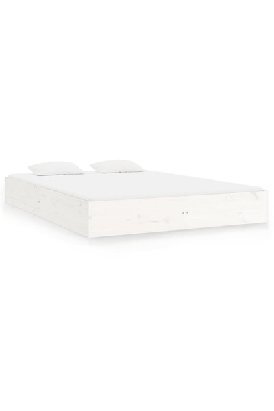vidaxl Cadru de pat King Size, alb, 150x200 cm, lemn masiv