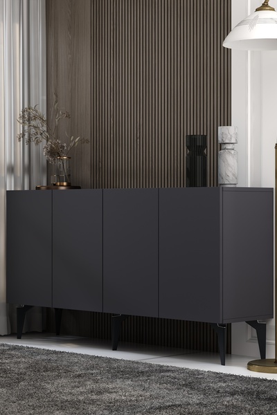 Dekortis Home Dekor KA150A1AG SADEM KONSOL ve TV SEHPASI, ÜNİTESİ ANTRASİT-GÜMÜŞ