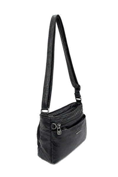 Sanmorris Adjustable Wide Strap Multi-Compartment Washed Leather Women's Cros...
