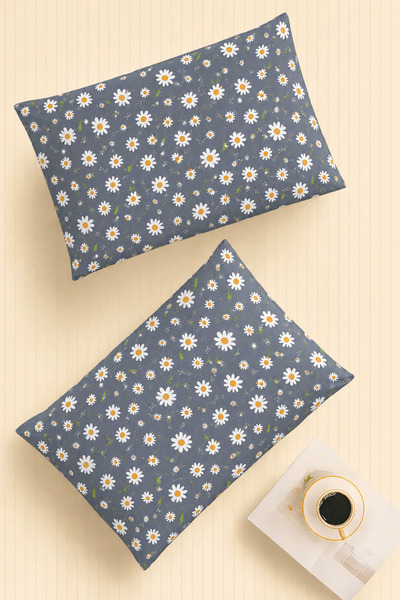İQON |   Pattern |   Ranforce 2-Piece Pillowcase Set |   Papatya Gray
