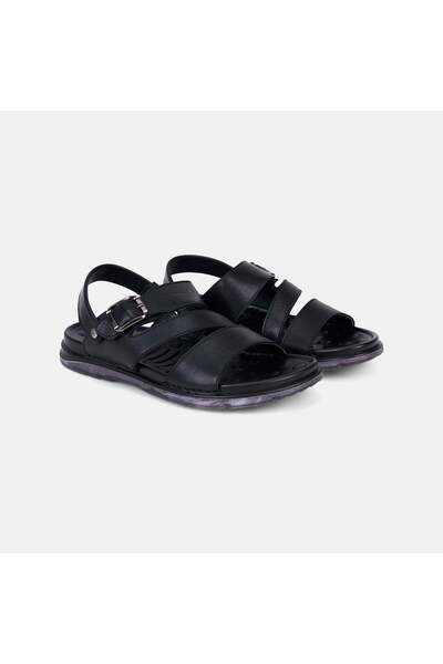 Desa Men's Black Desacomfort Buckle Leather Sandals