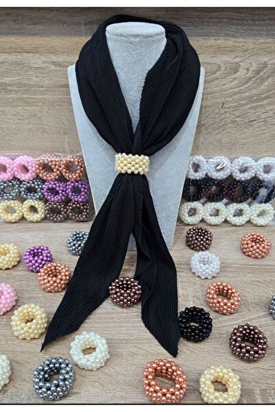 minelesarp Shawl and Scarf Buckle with Elastic Anti-Slip Feature and Pearl De...