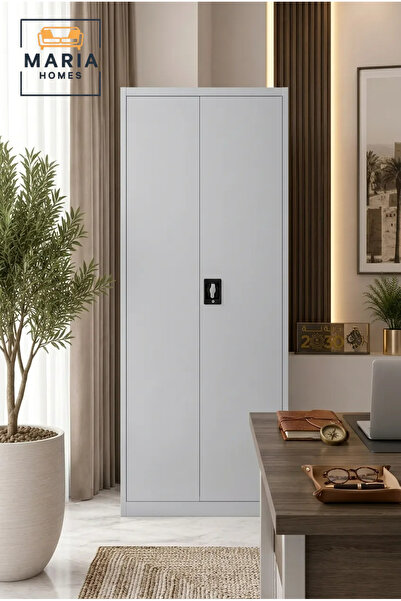 MARIA HOMES Steel Storage Cabinet with Locking Doors – Multi-Shelf Metal Offi...
