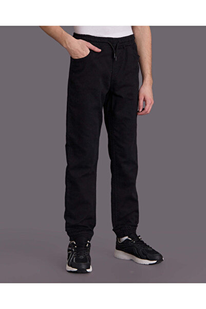 REDTAG Senior Boys Black Denim Joggers