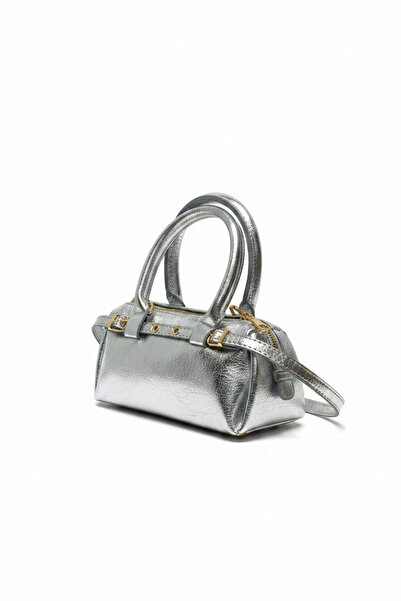 Glemix Libby Silver Women's Mini Belt Detailed Hand and Shoulder Bag