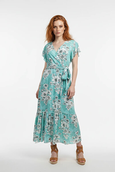 No Matter What Short Sleeve Floral Double Breasted Collar Midi Dress