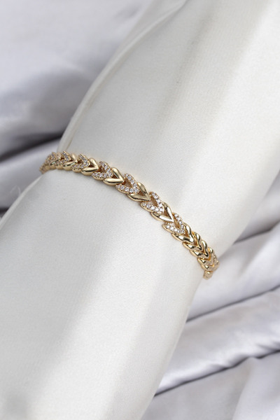 Generic Brand سوار نسائي من النحاس الذهبي من سلسلة CM Model Zircon Stone VIP
