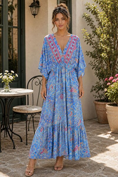 yb yağmur butik Shawl Pattern Bohemian Dress
