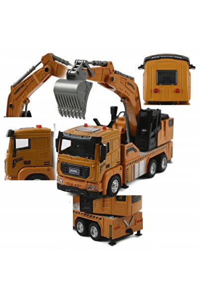 Midex Camion excavator mașină de construcții portocalie auto lumină sunet