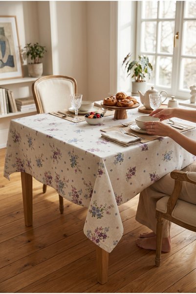 Pimula home Erasable Oilcloth Tablecloth with Pvc Fiber Base_Çiçek_1287