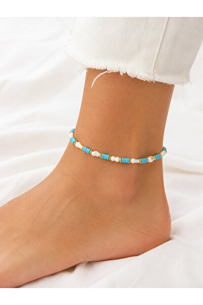 Lilith Takı Turquoise Beaded Seashell Detailed Summer Anklet – Bohemian Beach...