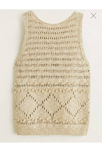 BeHill Be Hill Bej Crochet Örgü Crop Süveter