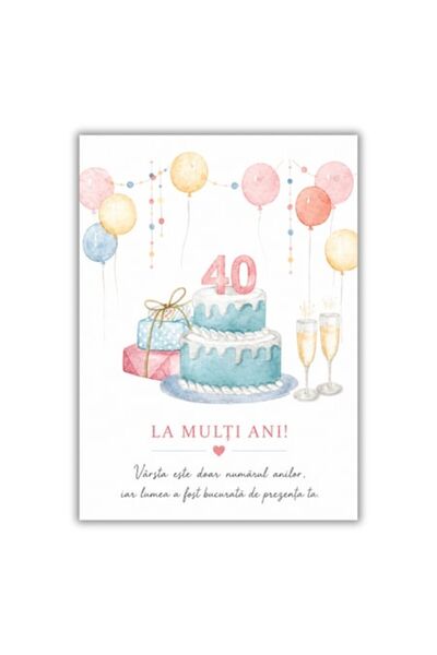 OEM Felicitare 13x18 cm cu plic, aniversare/la mulți ani 40 ani