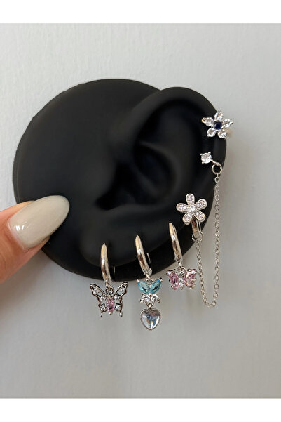 h&b design jewel Steel Butterfly Detail 6-Piece Earring Set