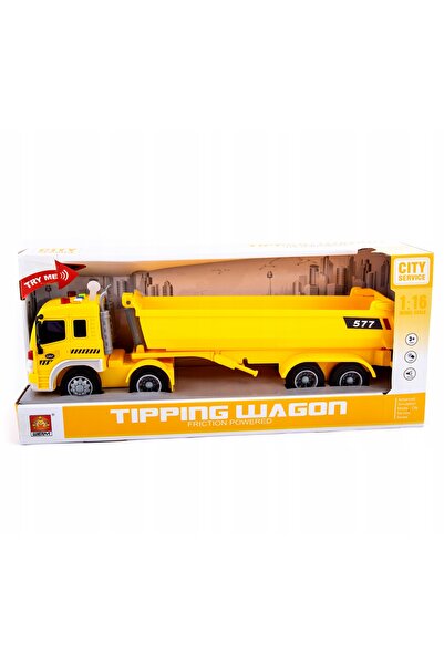 Midex Camion galben, basculantă, claxon, sunet de motor