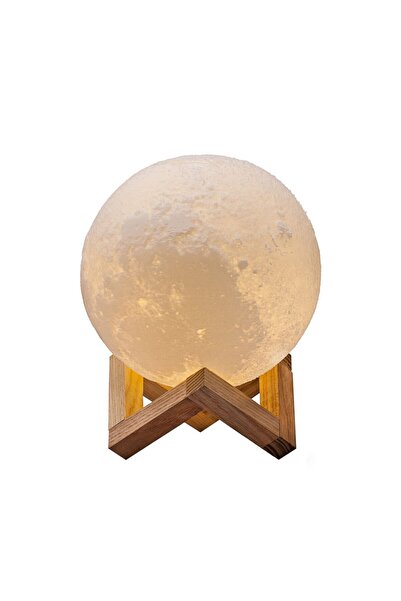 BellFyd Lampă 3D Moon Lamp – lampă LED în formă de lună, suport din lemn, 15 ...