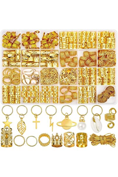 miraza Accesorii împletite pentru păr, 45 bucăți, împletituri Afro/Box, inele ajustabile, agrafe, pandantive, auriu/albastru