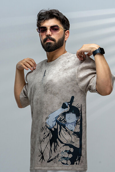 saneafn Beige T-shirt with Toji character design
