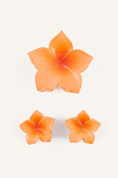 DeFacto Women's 3-Piece Floral Orange Hair Clip I0008Axns