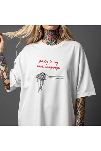 Grafftee Clothing Pasta Is My Love Language Printed Unisex Oversize T-Shirt