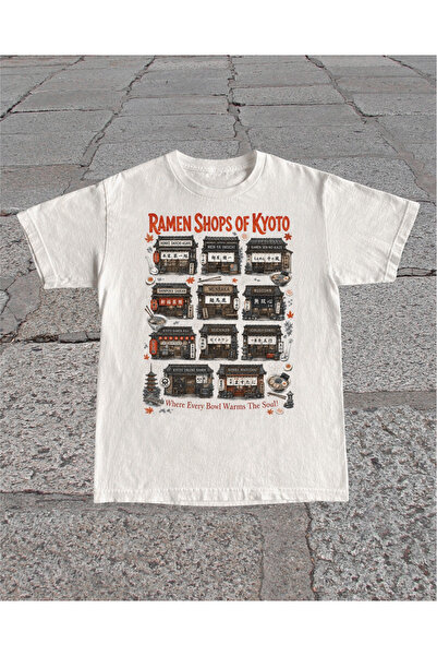 Grafftee Clothing Ramen Shops of Kyoto Printed Unisex Oversize T-Shirt