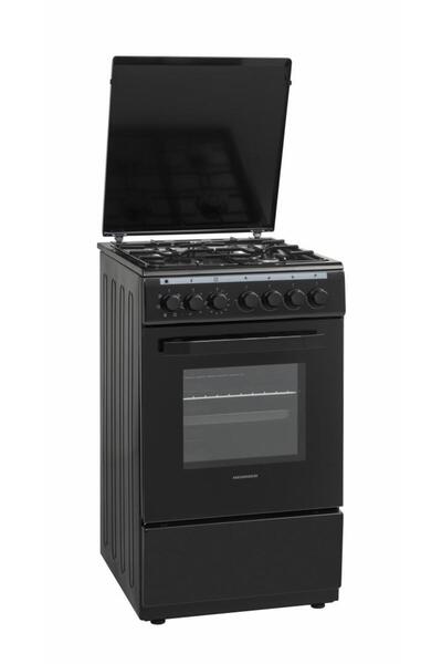 Heinner Aragaz combinat 50x60 cm, 4 arzătoare pe gaz, cuptor electric, negru