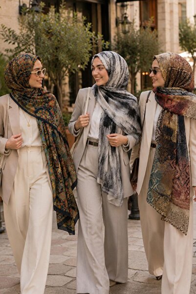 AFVENTE Dalgalı,Etnik,Geometrik Desen Soft Pamuk Şal 3 Al 2 Öde