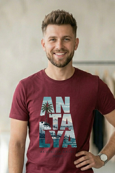 Baran Işık Antalya Heart of the Mediterranean Printed 100% Cotton Unisex T-Sh...