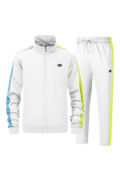 OEM Costum Trening Barbatesc Hanorac cu Fermoar si Pantaloni Confortabil Alb 3XL