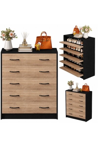 Muvu Dulap pentru pantofi, Muvu, modern, 5 rafturi, maro deschis, 74x85x34.5cm