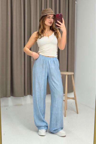 Raneel Kazançlı Alışveriş Women's Linen Loose Fit Unlined Elastic Waist Linen...