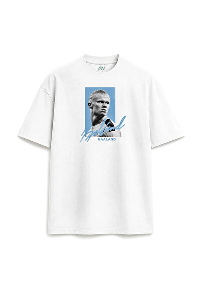Darkia Erling Haaland Printed Text Special Design Relaxed Fit Unisex White T-...