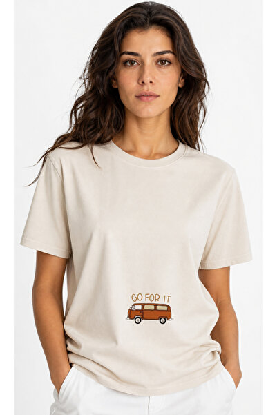 OPPPSSS تي شيرت Go For It Minibus مطبوع للجنسين مقاس كبير