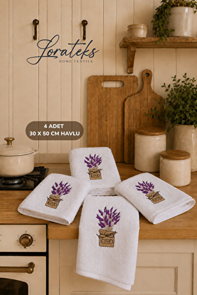 Lorateks Aruma |   Set of 4 Embroidered 30X50 cm Kitchen Towels |   Drying Cl...