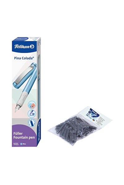 Pelikan Set de pixuri Pina Colada, vârf M, cutie de carton, albastru, cu 20 d...